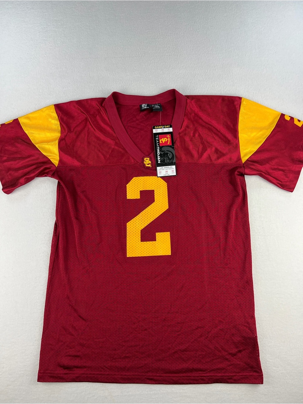 NWT Vintage Y2K USC Trojans Home Jersey #2 Game Ticket Tag Youth Size 2XL Unisex